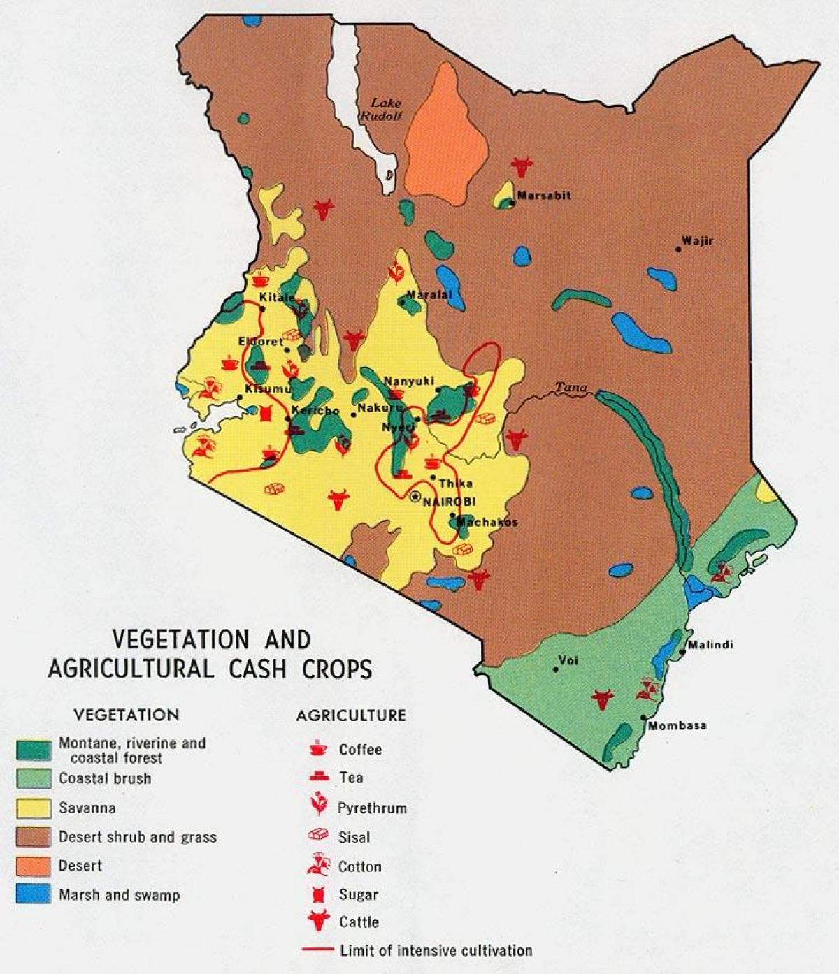 zemljevid Keniji naravnih virov