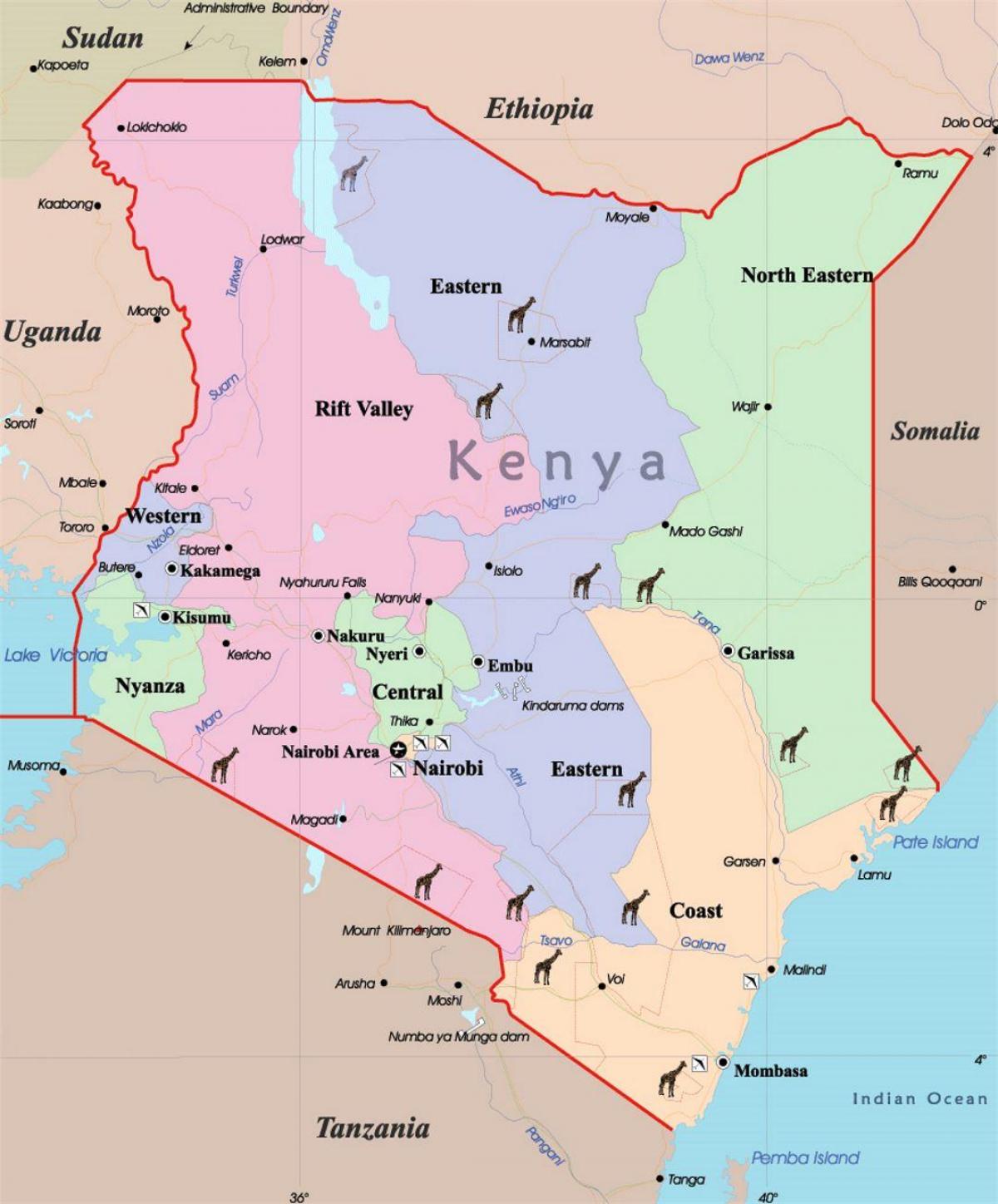 zemljevid Keniji