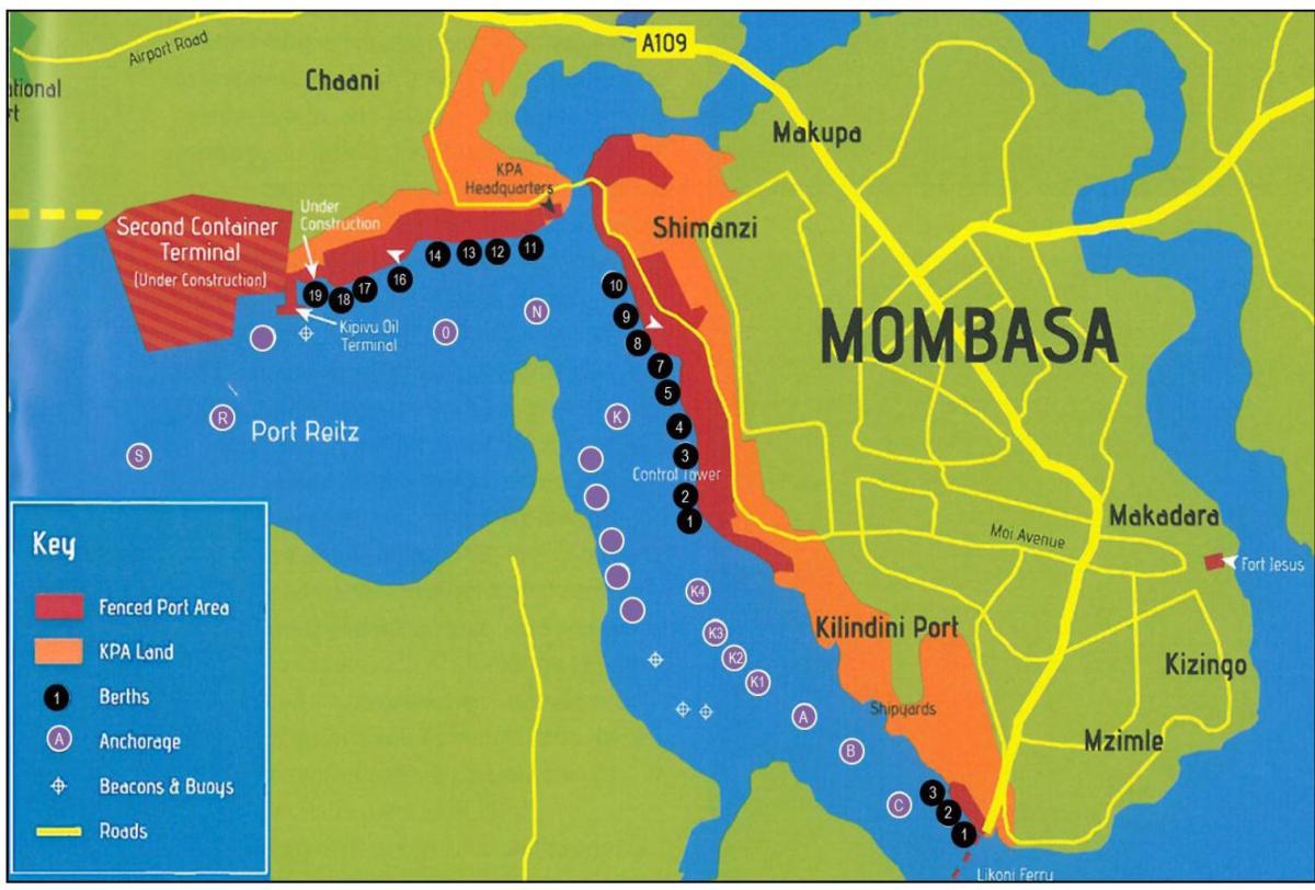 zemljevid mombasa Keniji