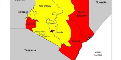 Zemljevid Keniji malarija