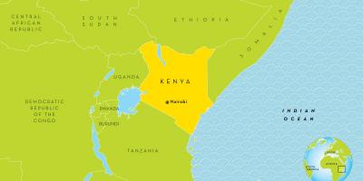 Nairobi Keniji na zemljevidu