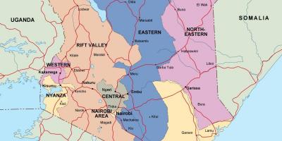 Zemljevid politični zemljevid Keniji