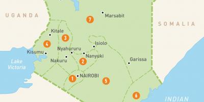 Zemljevid Keniji, ki prikazuje provincah