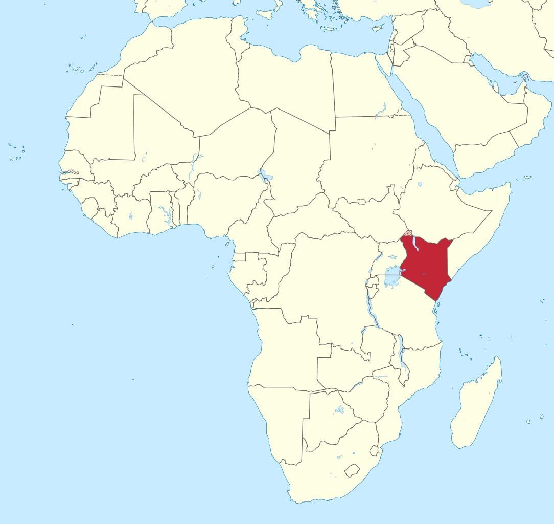 zemljevid afrike z Keniji poudarila